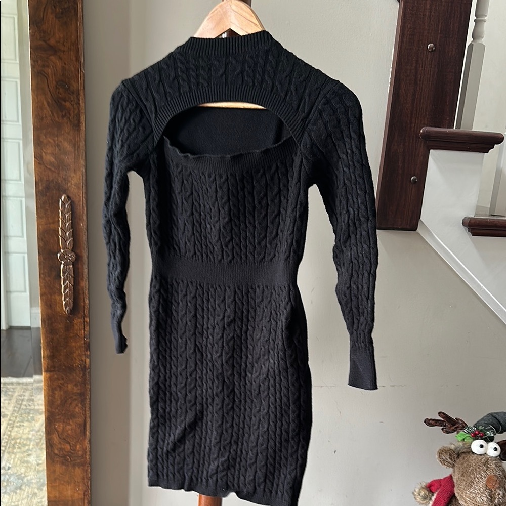 Elegant Black Cable Knit Dress
